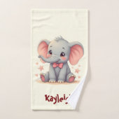 Schattigee Baby olifant met roze strik Bad Handdoek (Handdoek)