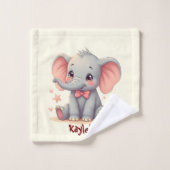 Schattigee Baby olifant met roze strik Bad Handdoek (Wasdoekje)