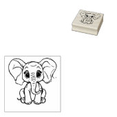 Schattigee Baby Olifant Outline Rubberstempel (Gestempeld)