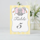 Schattigee Baby olifant pinda's partij tafel numme Kaart (Staand voorkant)