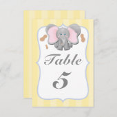 Schattigee Baby olifant pinda's partij tafel numme Kaart (Voorkant / Achterkant)