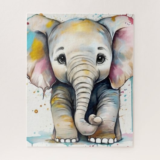Schattigee baby olifant puzzel (Verticaal)