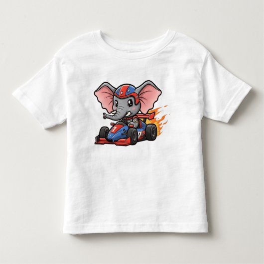 Schattigee Baby olifant race autocoureur Kinder Shirts (Voorkant)