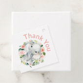 Schattigee Baby Olifant Roze Bloemen Dank u Bedankjes Labels (In situ)