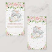 Schattigee Baby Olifant Roze Blush Bloemen Luier R Informatiekaartje (Voorkant / Achterkant)