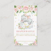 Schattigee Baby Olifant Roze Blush Bloemen Luier R Informatiekaartje (Voorkant)