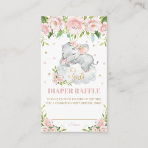 Schattigee Baby Olifant Roze Blush Bloemen Luier R Informatiekaartje
