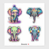 Schattigee Baby Olifant Schattige digitale illustr Sticker (Vel)