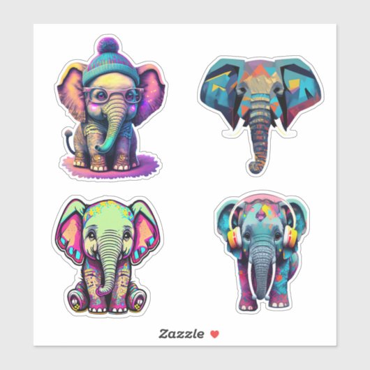 Schattigee Baby Olifant Schattige digitale illustr Sticker (Vel)