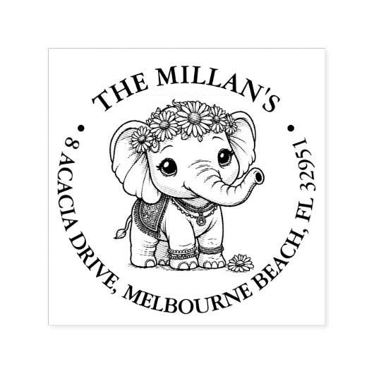 Schattigee Baby Olifant thema Zelfinktende Stempel (Design)