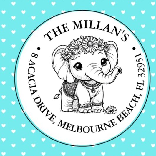 Schattigee Baby Olifant thema Zelfinktende Stempel