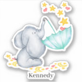 Schattigee Baby olifant vangen vallende sterren vi Sticker (Voorkant)