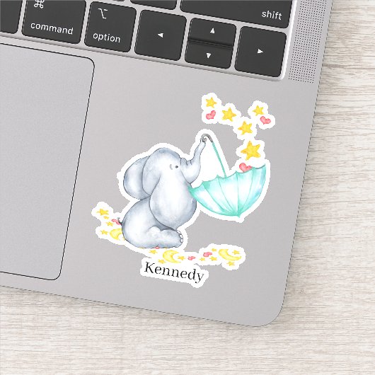 Schattigee Baby olifant vangen vallende sterren vi Sticker (Detail)