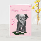 Schattigee Baby Olifant Verjaardag Kaart -  (Gele Bloem)