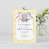 Schattigee Baby Olifant Verjaardag of Douche Uitno Kaart (Staand voorkant)