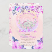 Schattigee Baby olifant vlinders bloemig Kaart (Voorkant / Achterkant)