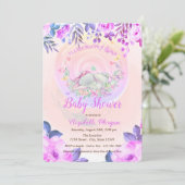 Schattigee Baby olifant vlinders bloemig Kaart (Staand voorkant)