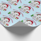 Schattigee Baby olifant vrolijk kerstblauw Cadeaupapier (Hoek)
