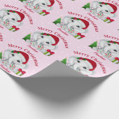 Schattigee Baby olifant vrolijk kerstroze Cadeaupapier (Hoek)