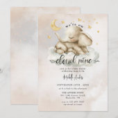 Schattigee Baby-olifant | Waterverf Clouds Baby sh Kaart (Voorkant / Achterkant)