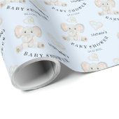 Schattigee Baby Olifant Waterverf Illustratie Cadeaupapier (Rol Hoek)