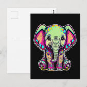 Schattigee Baby Olifant zit digitale illustratie Briefkaart (Voorkant / Achterkant)