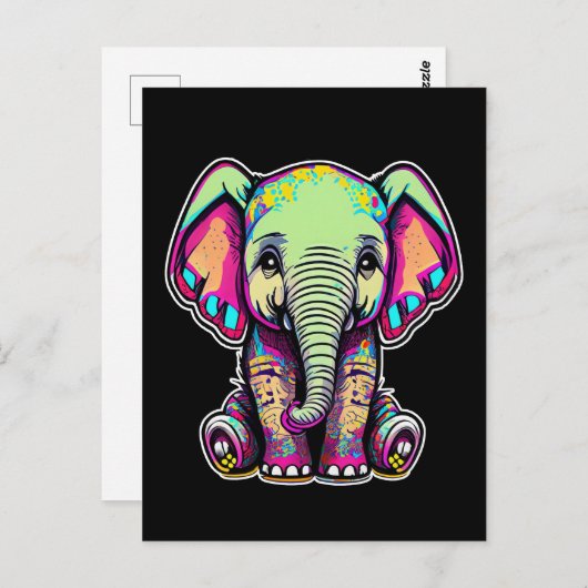Schattigee Baby Olifant zit digitale illustratie Briefkaart (Voorkant / Achterkant)