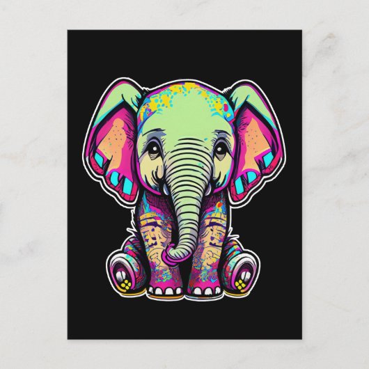 Schattigee Baby Olifant zit digitale illustratie Briefkaart (Voorkant)