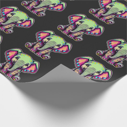 Schattigee Baby Olifant zit digitale illustratie Cadeaupapier (Hoek)