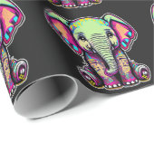 Schattigee Baby Olifant zit digitale illustratie Cadeaupapier (Rol Hoek)