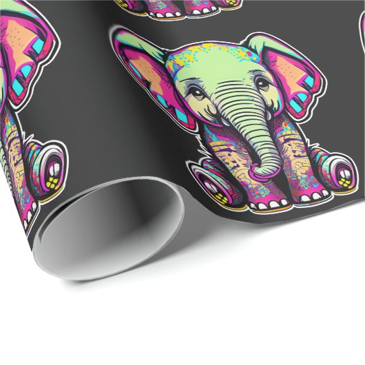 Schattigee Baby Olifant zit digitale illustratie Cadeaupapier (Rol Hoek)