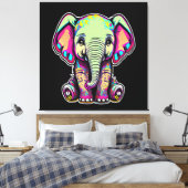 Schattigee Baby Olifant zit digitale illustratie Canvas Afdruk (Insitu (Slaapkamer))