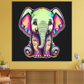 Schattigee Baby Olifant zit digitale illustratie Canvas Afdruk (Insitu (Woonkamer))