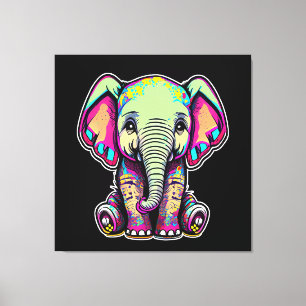 Schattigee Baby Olifant zit digitale illustratie Canvas Afdruk