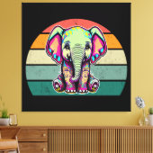 Schattigee Baby Olifant zit digitale illustratie Canvas Afdruk (Insitu (Woonkamer))