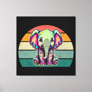 Schattigee Baby Olifant zit digitale illustratie Canvas Afdruk