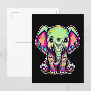 Schattigee Baby Olifant zit digitale illustratie Feestdagenkaart