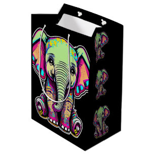 Schattigee Baby Olifant zit digitale illustratie Medium Cadeauzakje