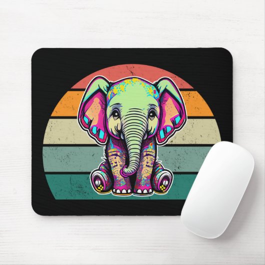 Schattigee Baby Olifant zit digitale illustratie Muismat (Met muis)