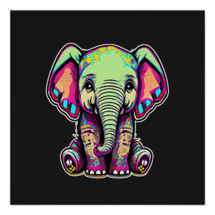 Schattigee Baby Olifant zit digitale illustratie Perfect Poster