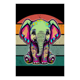 Schattigee Baby Olifant zit digitale illustratie Perfect Poster