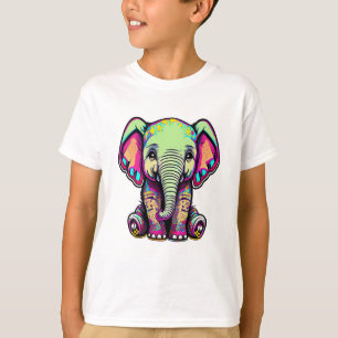 Schattigee Baby Olifant zit digitale illustratie T-shirt
