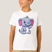 Schattigee Baby olifant zittende Cartoon T-shirt (Voorkant)
