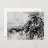 Schattigee Baby Olifant Zwart-wit Waterverf Briefkaart (Voorkant / Achterkant)