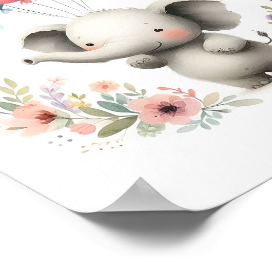 Schattigee Baby Olifantkwekerij Kunst Poster (Hoek)