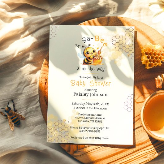 Schattigee Baby op het Way Honey Bee Baby shower Kaart