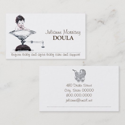 Schattigee Baby op schaal verloskundige of doula Visitekaartje (Voorkant / Achterkant)