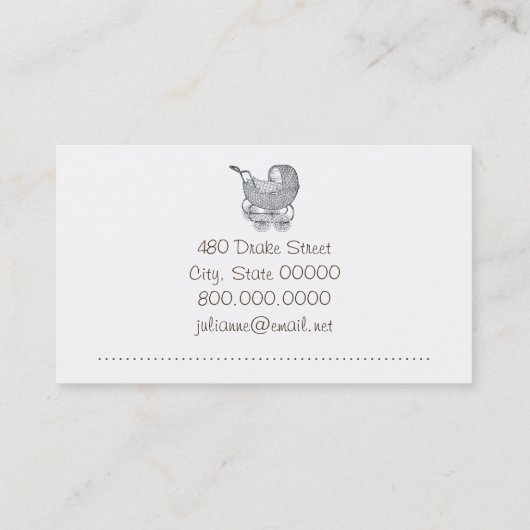 Schattigee Baby op schaal verloskundige of doula Visitekaartje (Achterkant)