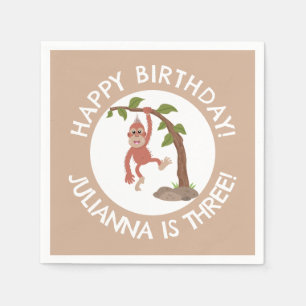 Schattigee baby orang-oetan cartoon verjaardag gep servet