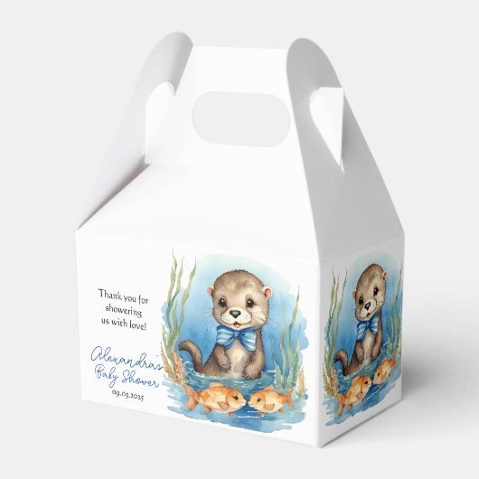 Schattigee Baby Otter Boy Baby shower Bedankdoosjes (Voorkant Zijde)